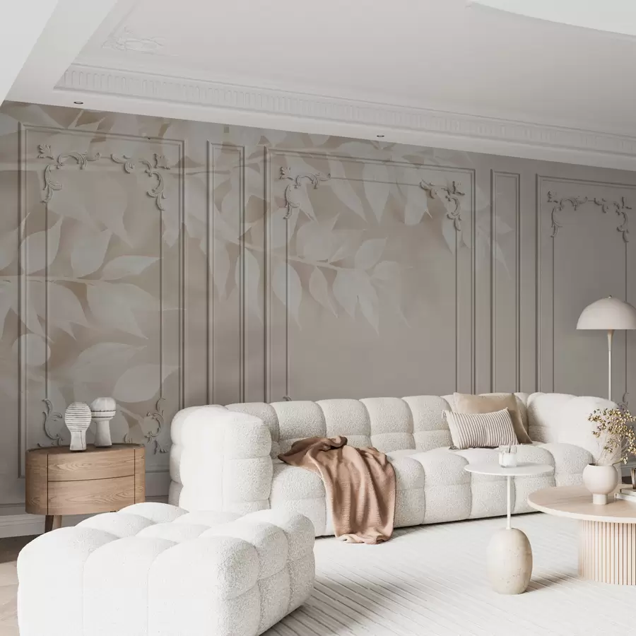 Fototapet Klassiska engelska Boiserie-paneler med löv u96165