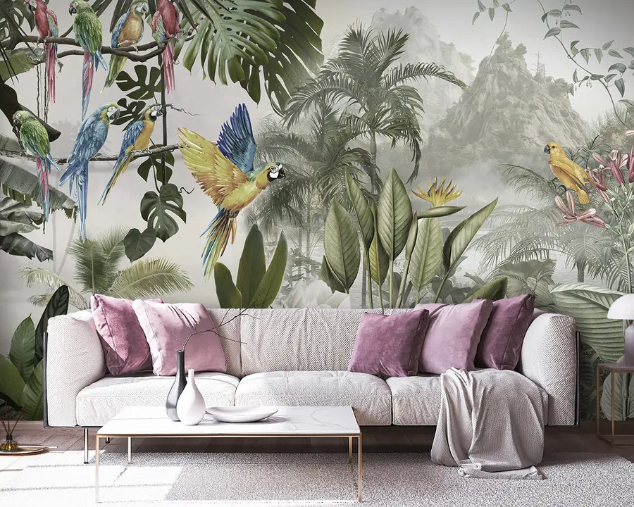Fototapet Papegojor i regnskogen u95693