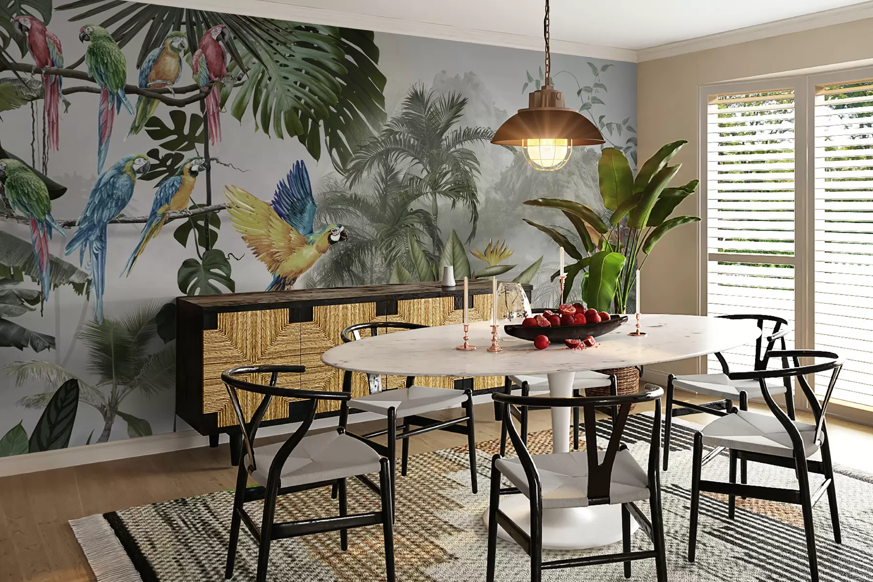 Fototapet Papegojor i regnskogen u95693