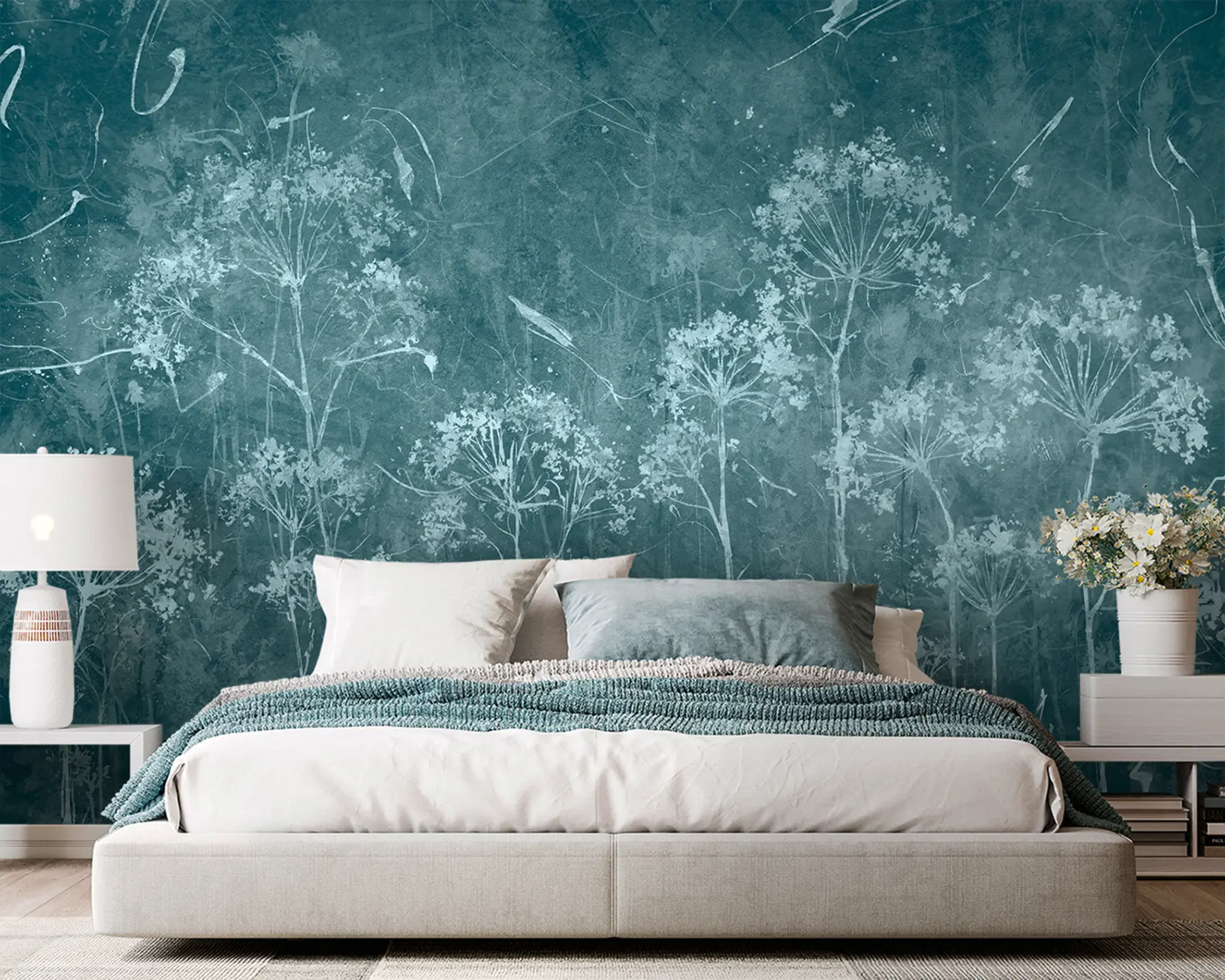 Fototapet Vilda blommor i grunge stil u96551