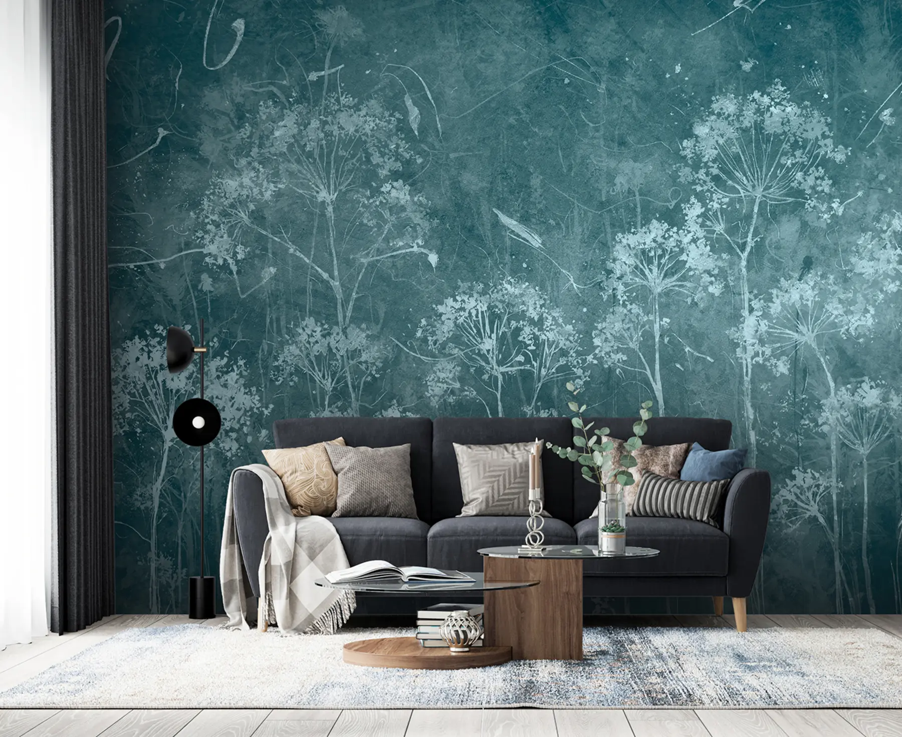 Fototapet Vilda blommor i grunge stil u96551