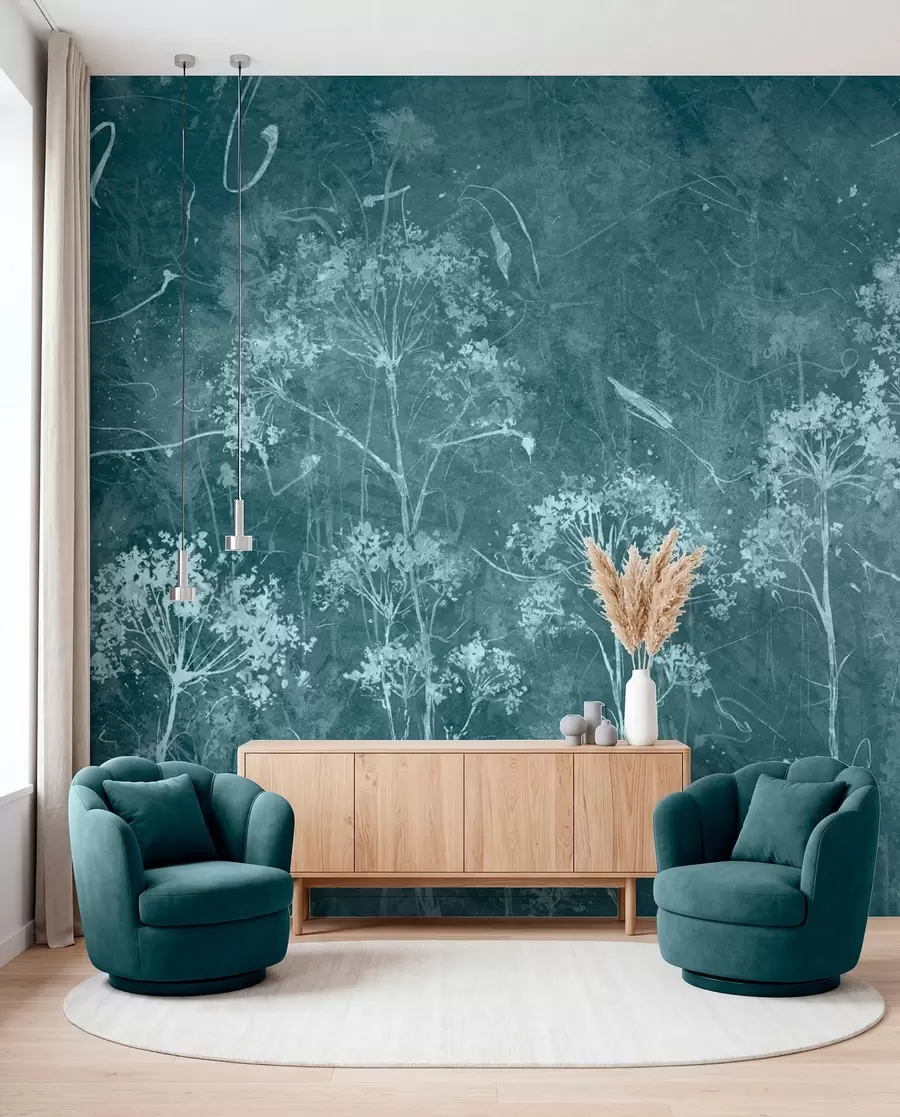 Fototapet Vilda blommor i grunge stil u96551