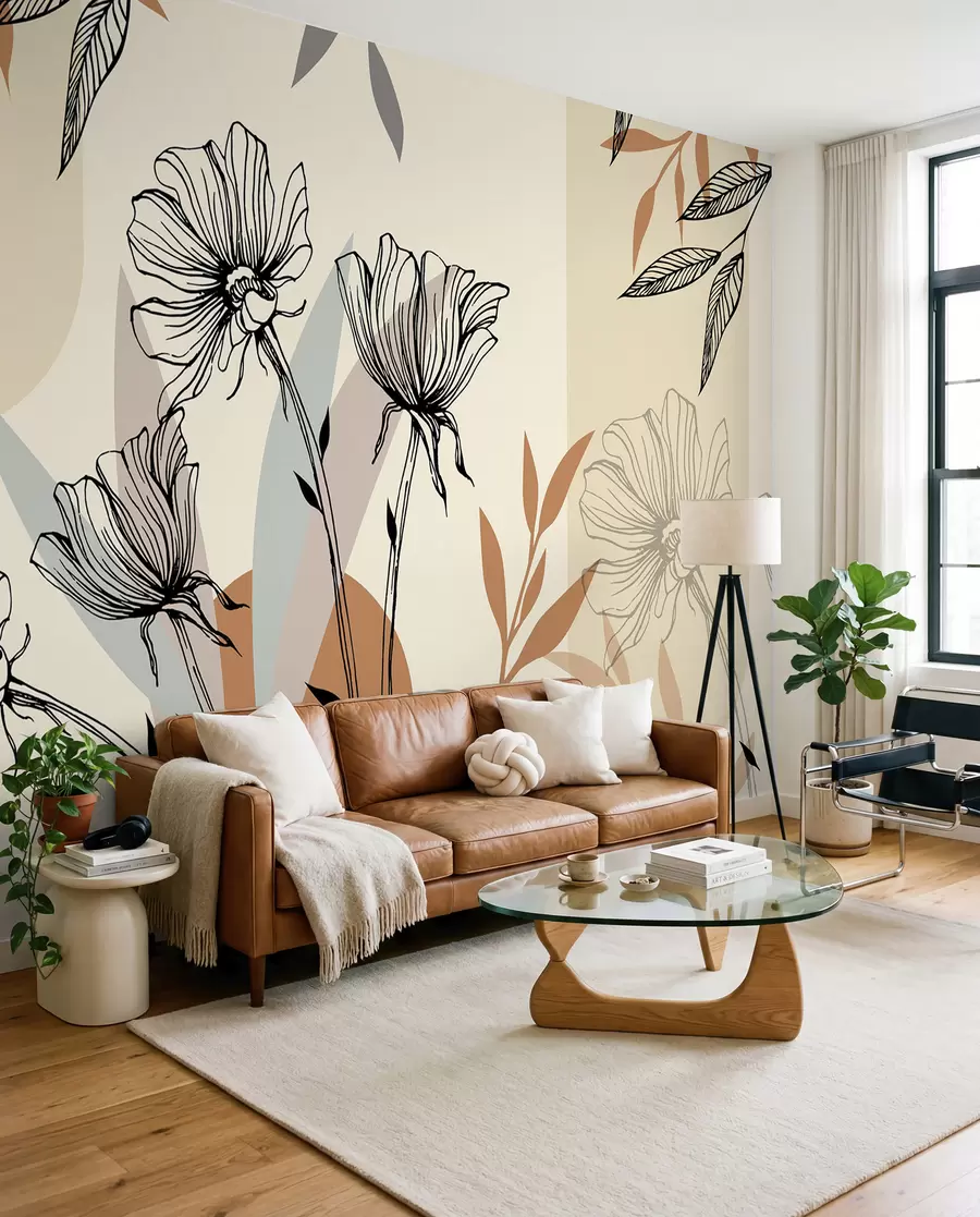 Fototapet Populära tapeter i boho-stil med blommor u97028