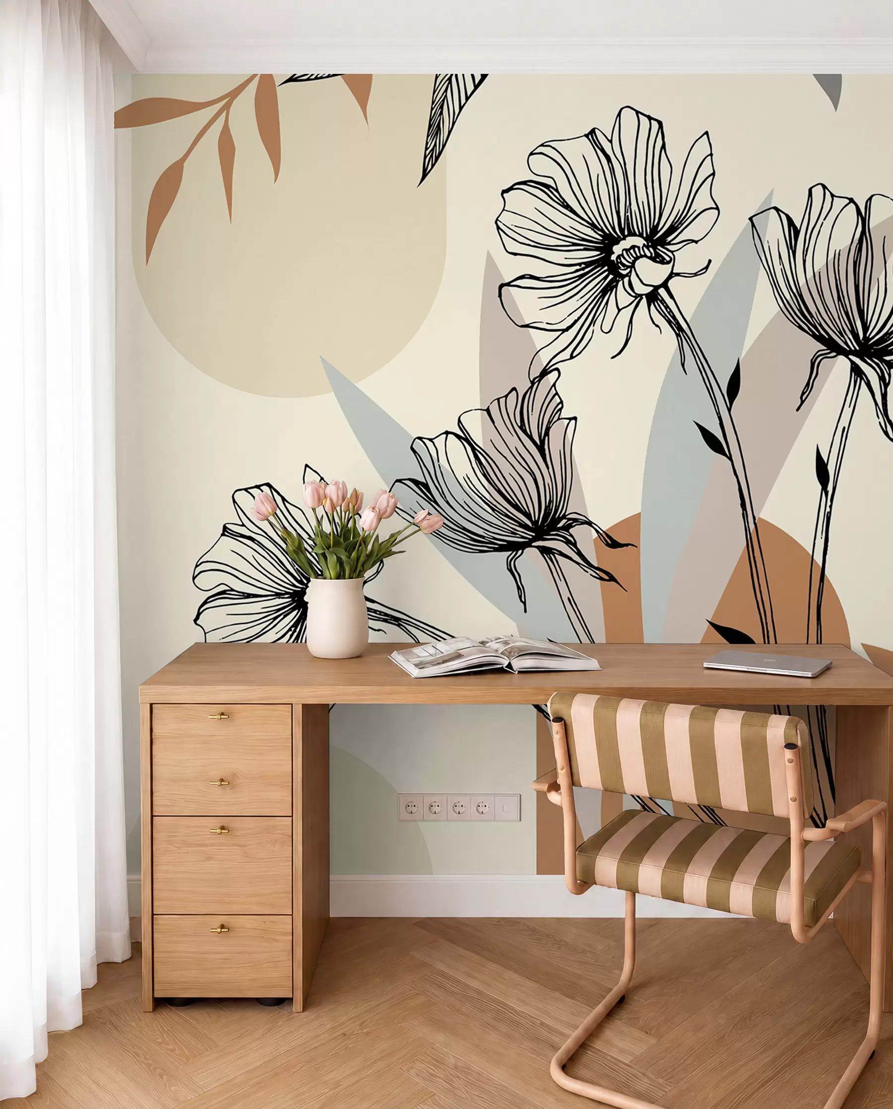Fototapet Populära tapeter i boho-stil med blommor u97028