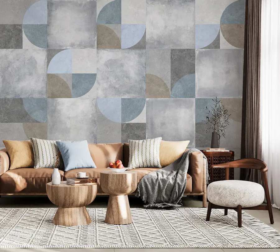 Fototapet Abstrakt geometriskt mönster med cement textur bakgrund u97268