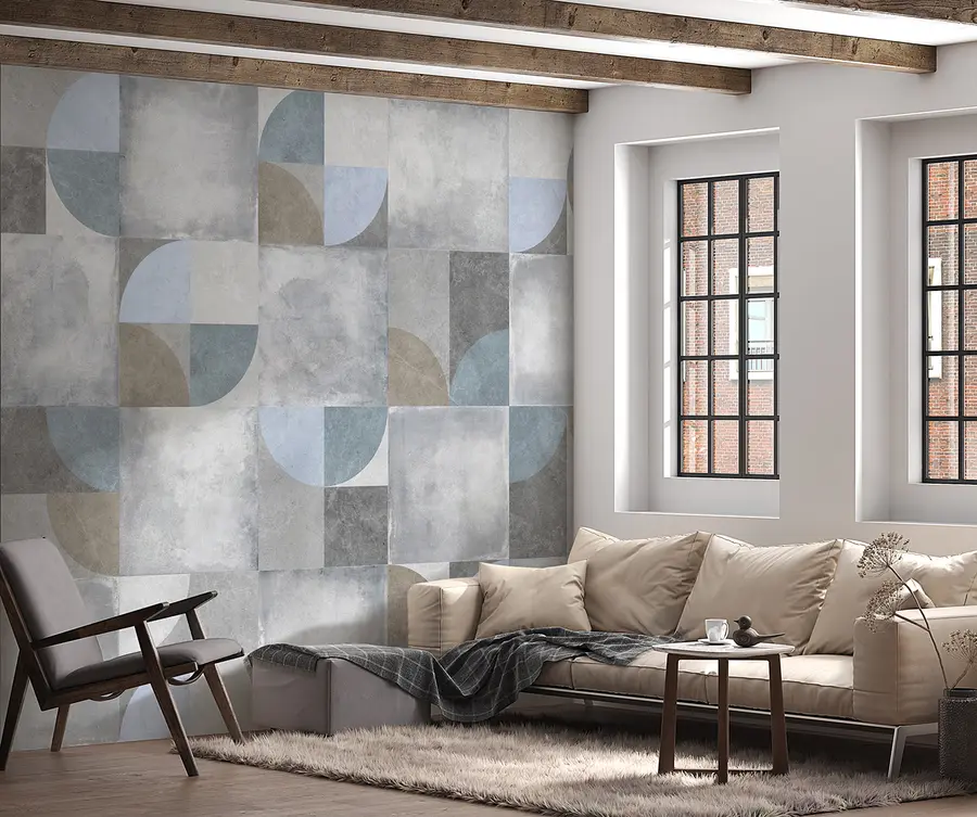 Fototapet Abstrakt geometriskt mönster med cement textur bakgrund u97268