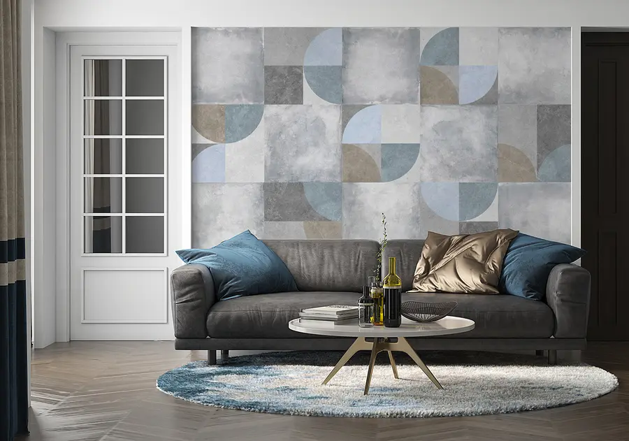 Fototapet Abstrakt geometriskt mönster med cement textur bakgrund u97268