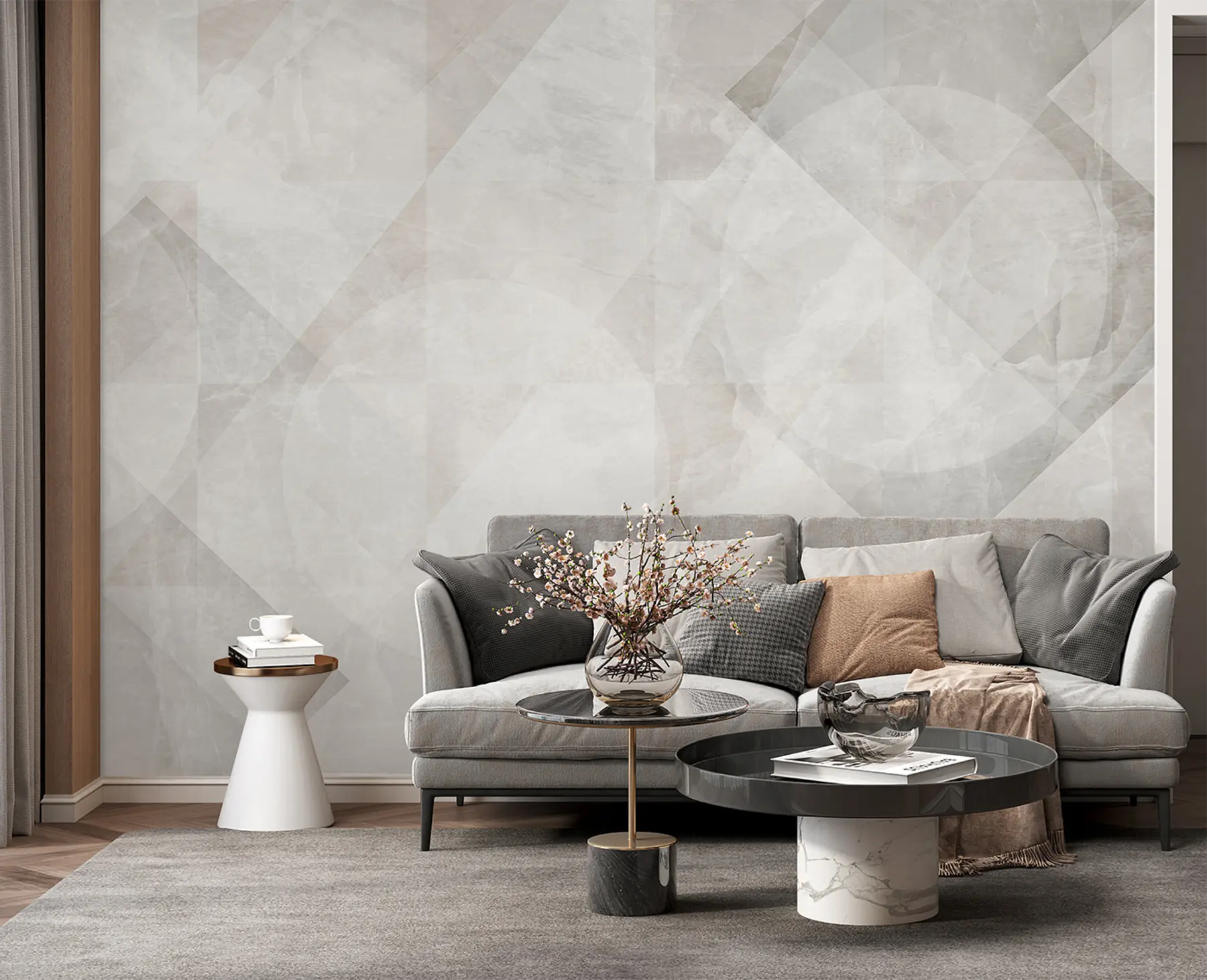 Fototapet Geometrisk abstraktion på en marmorbakgrund i pastellfärger u97269