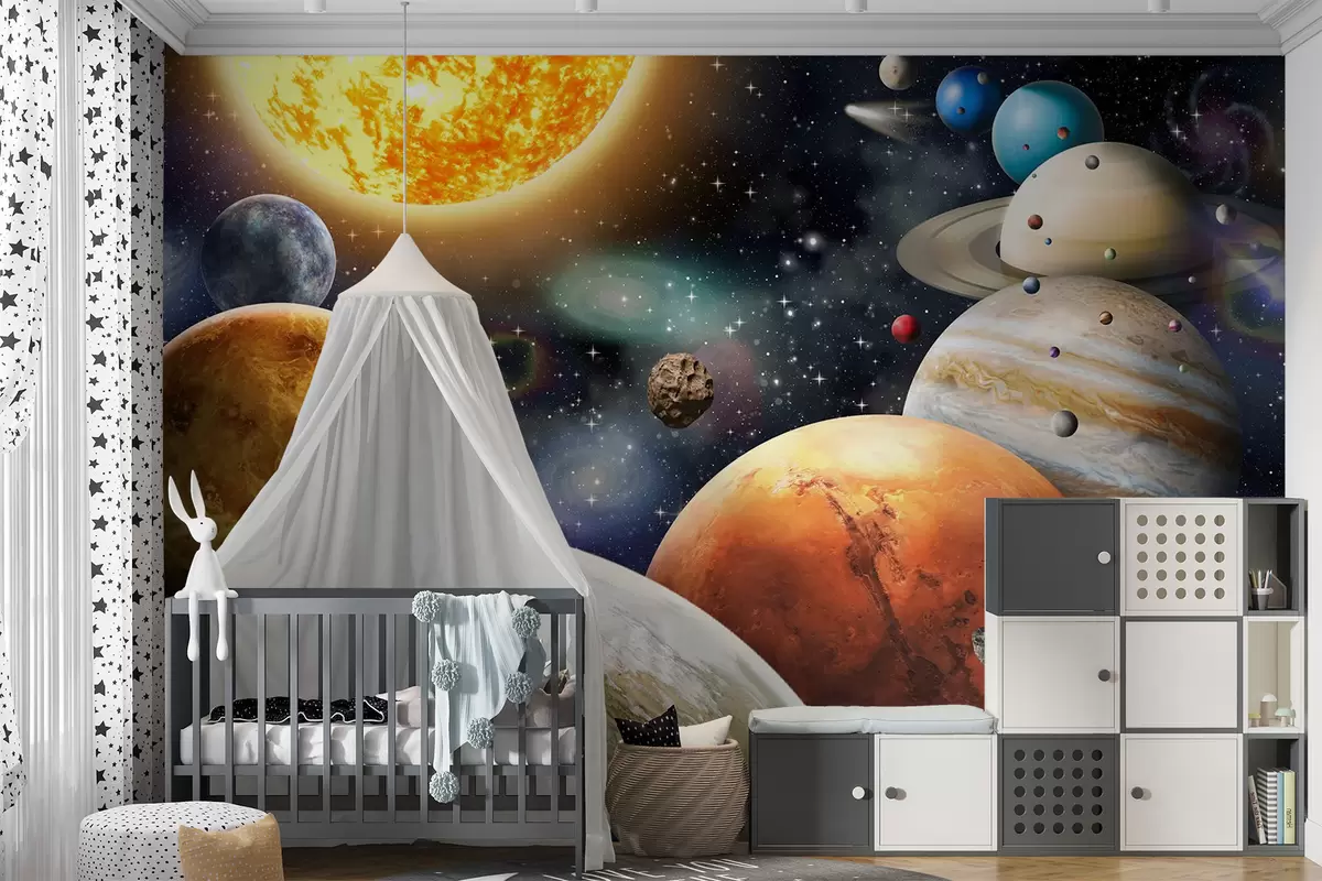 Fototapet Färgglada planeter i solsystemet u97422