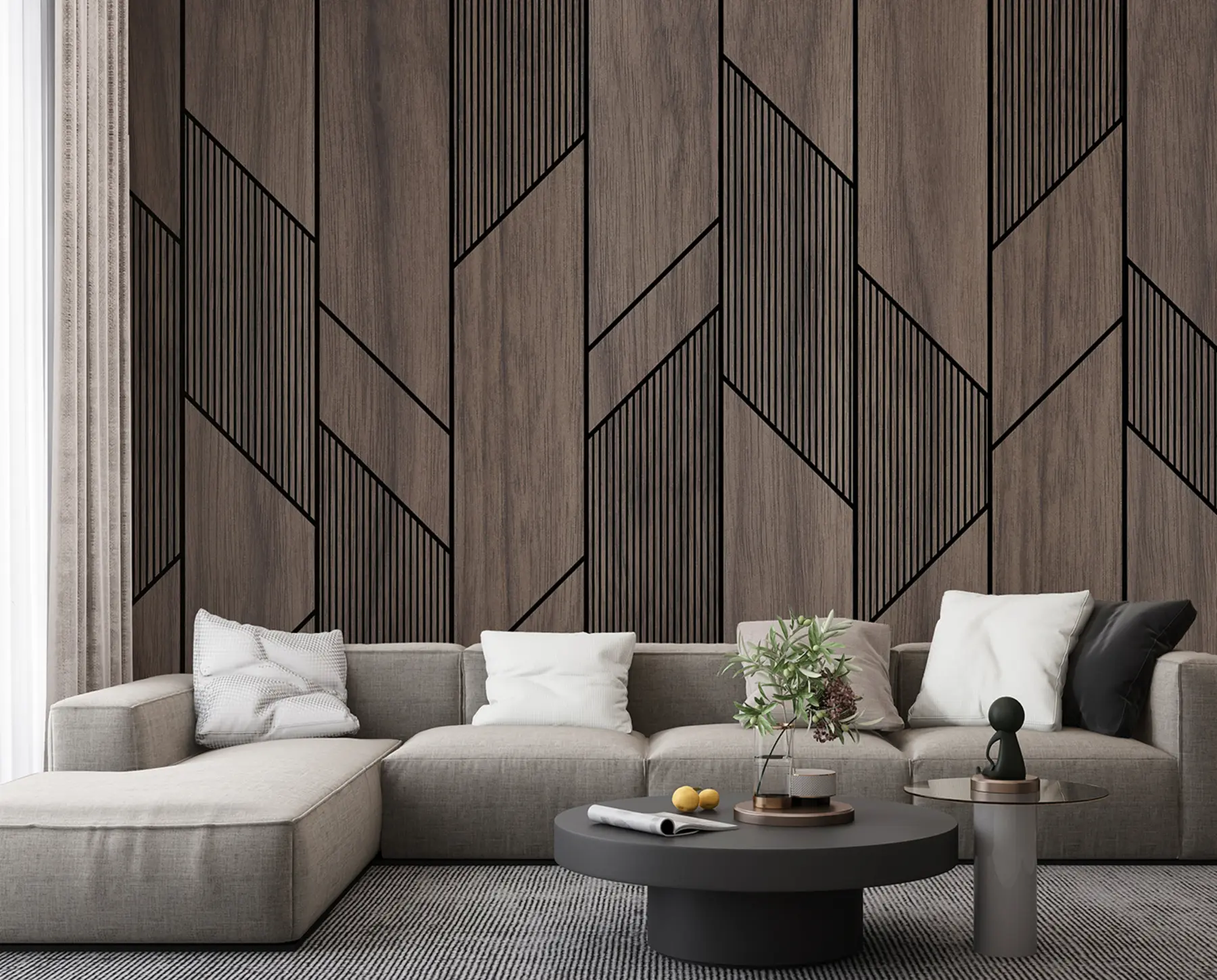 Fototapet Geometriska paneler med trästruktur u97427