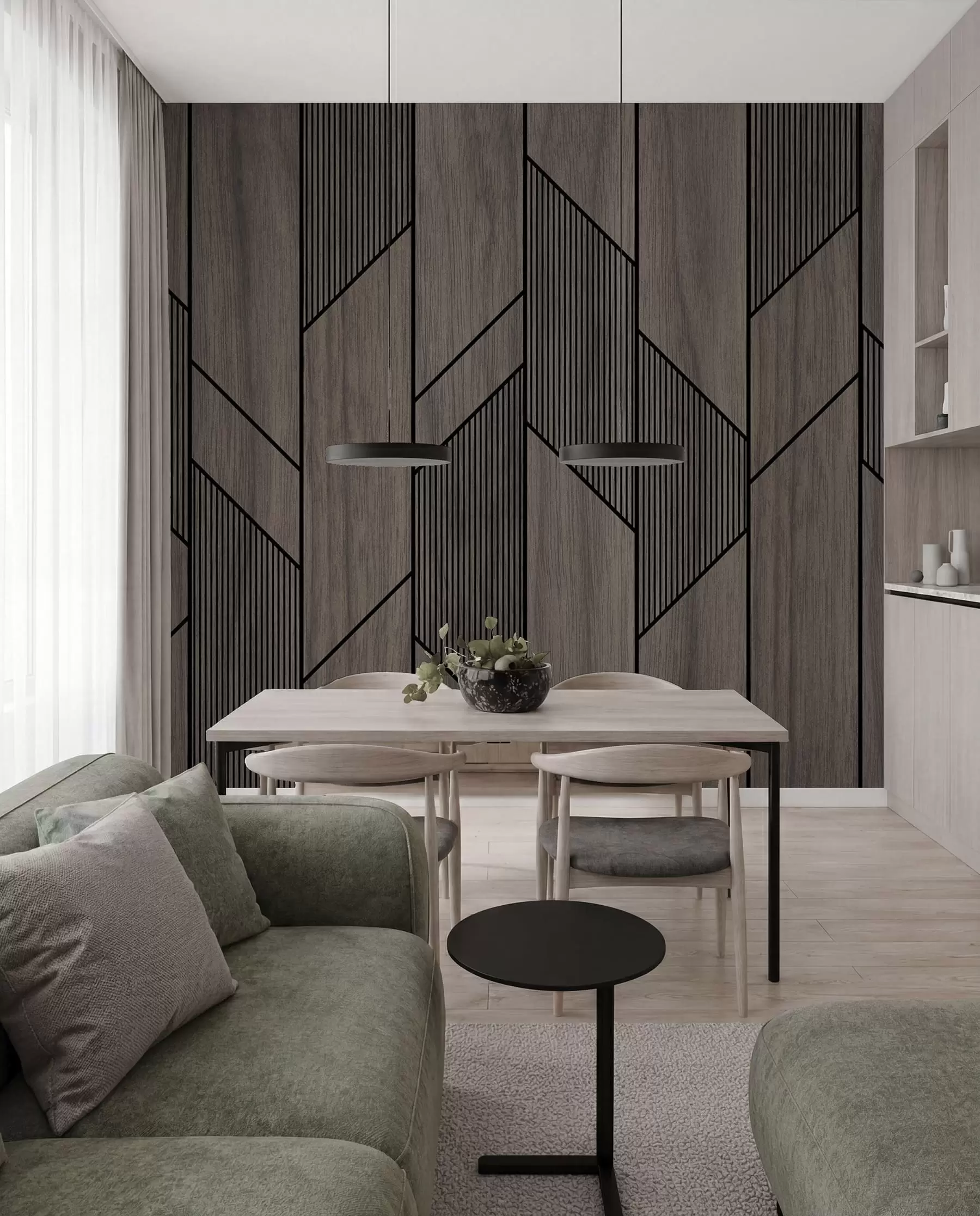 Fototapet Geometriska paneler med trästruktur u97427