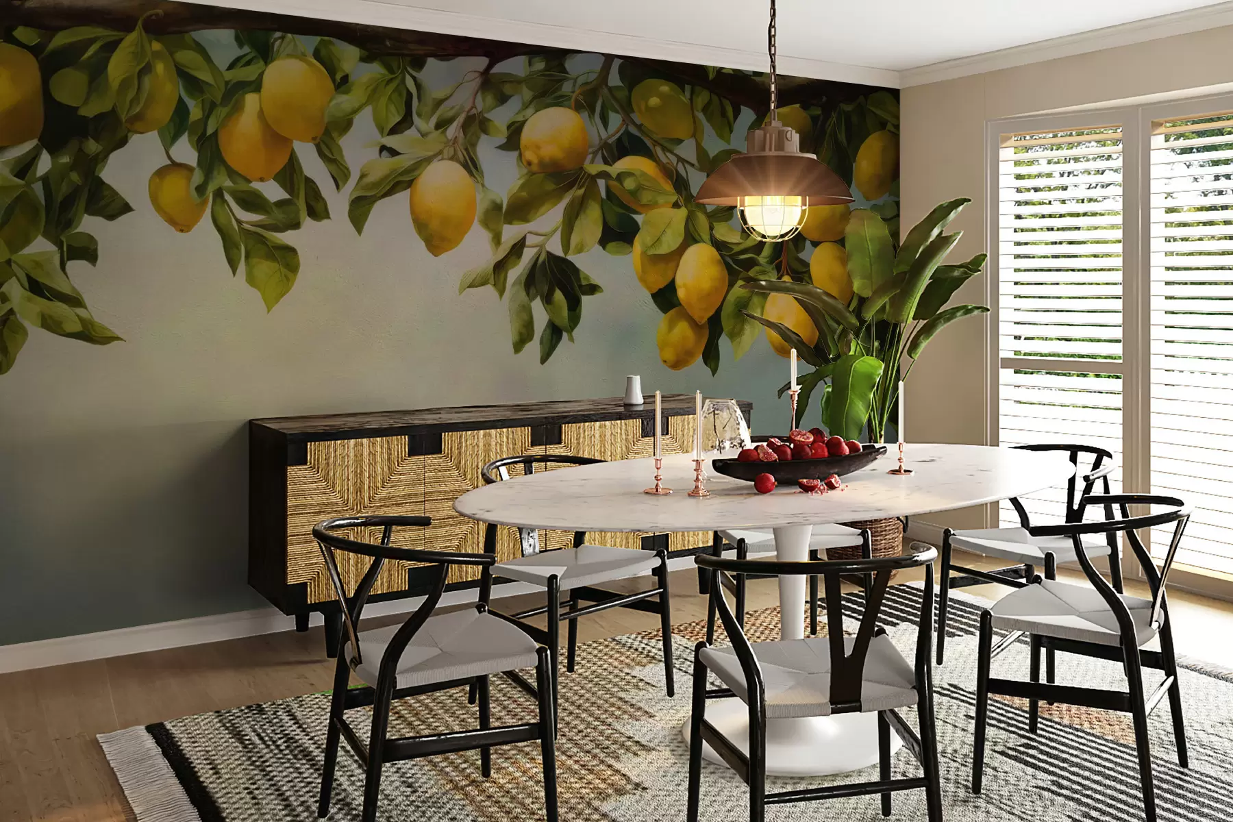 Fototapet Vintage citronträdgrenar u97600