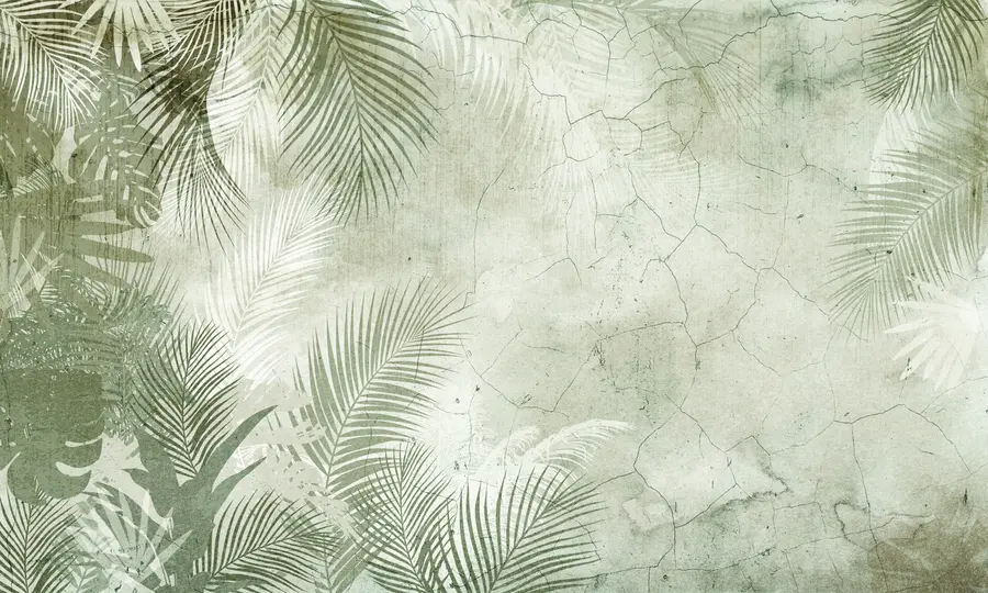 Fototapet Gröna 3D löv i grunge stil u73583v3