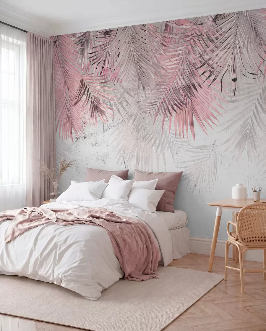 Fototapet Rosa tropiska löv i grunge stil u93843v2