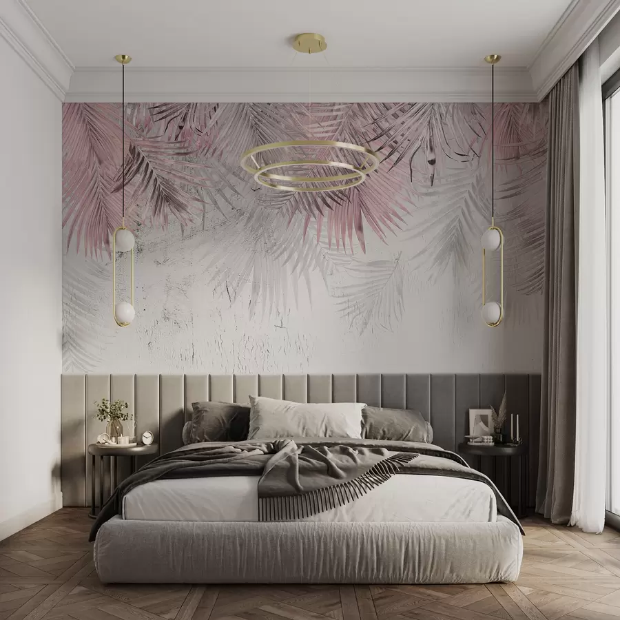Fototapet Rosa tropiska löv i grunge stil u93843v2