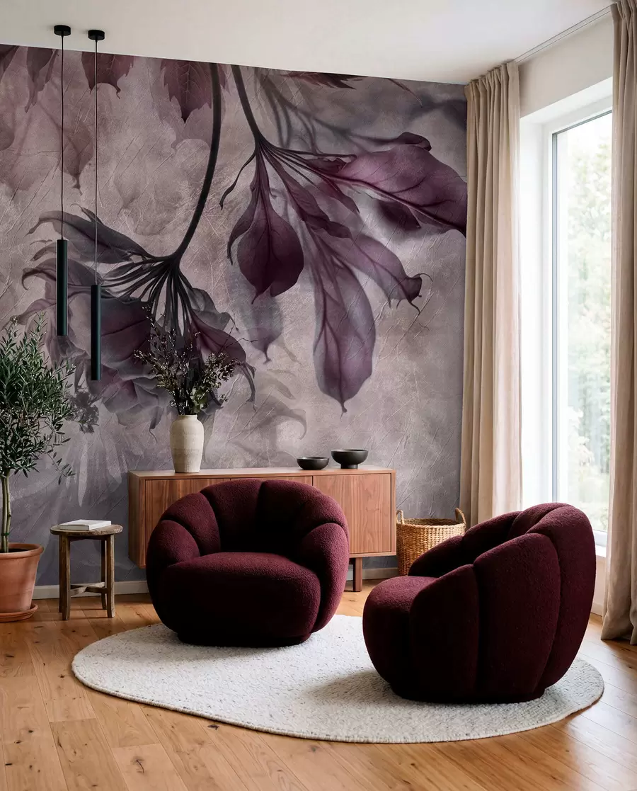 Fototapet Delikat genomskinliga grenar i rosa u93927v3