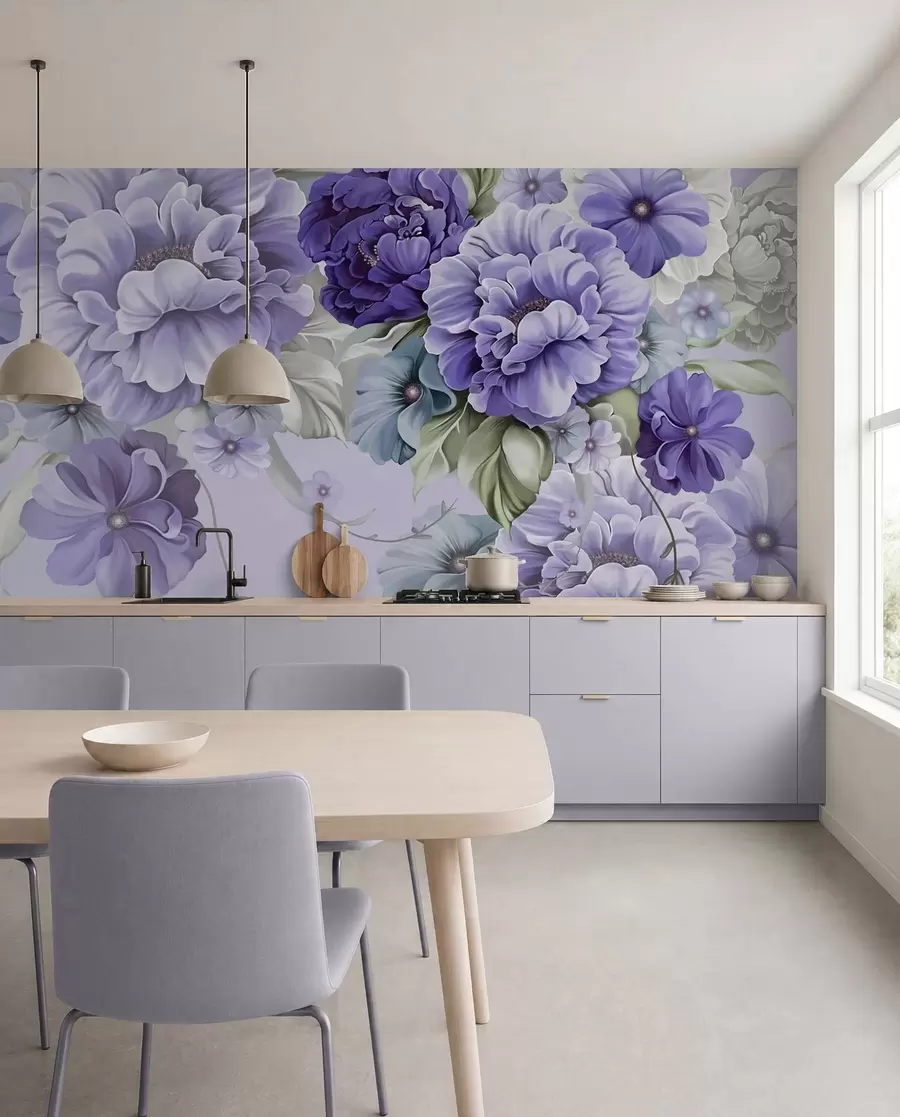 Fototapet Fina blå blommor i blå färger u59900v2