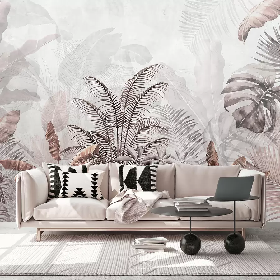 Fototapet Palmer i grå färg i gråbruna färger u71284v2