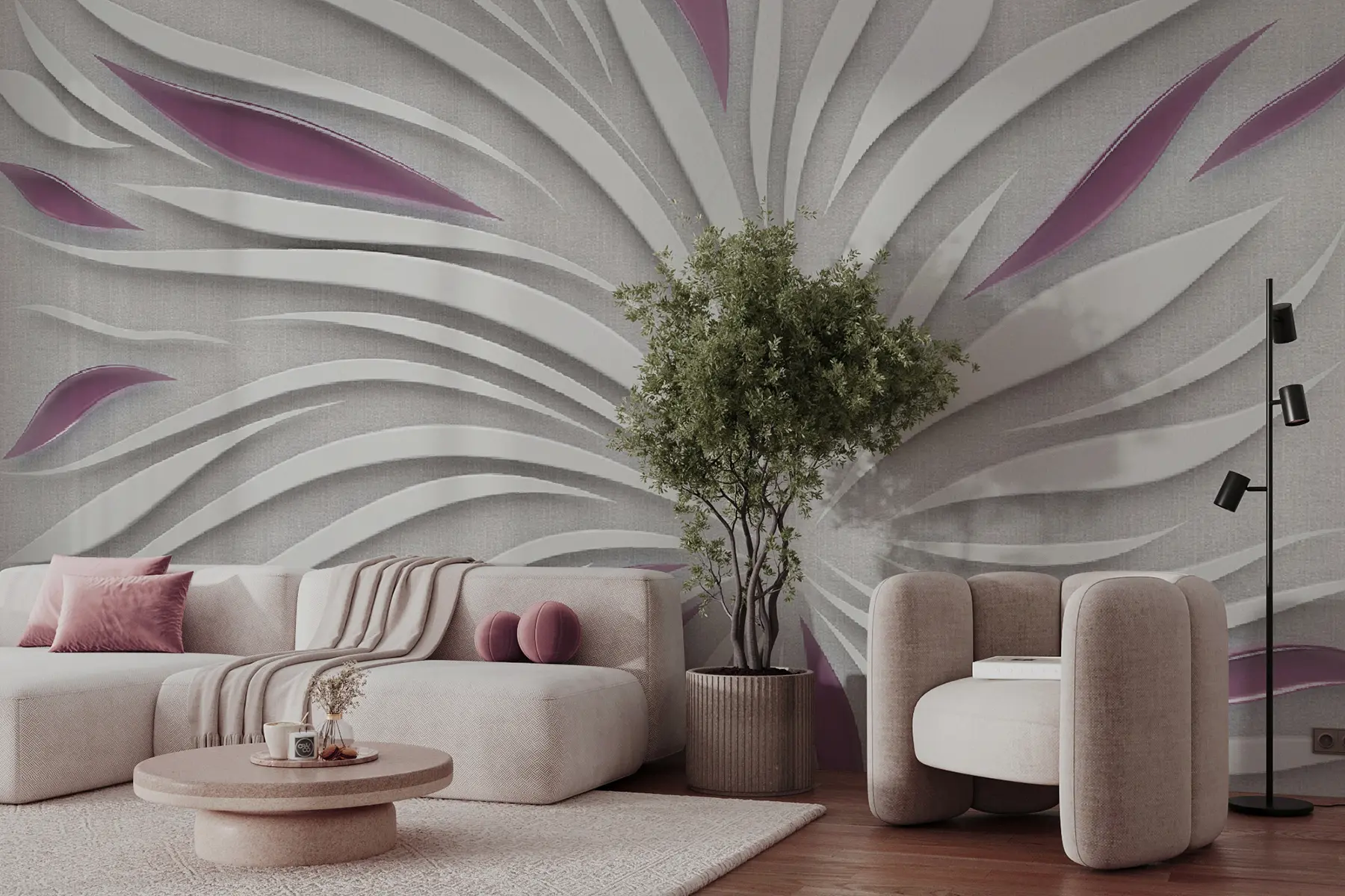 Fototapet Abstrakt blomma på tyg i rosa färger u06452v4