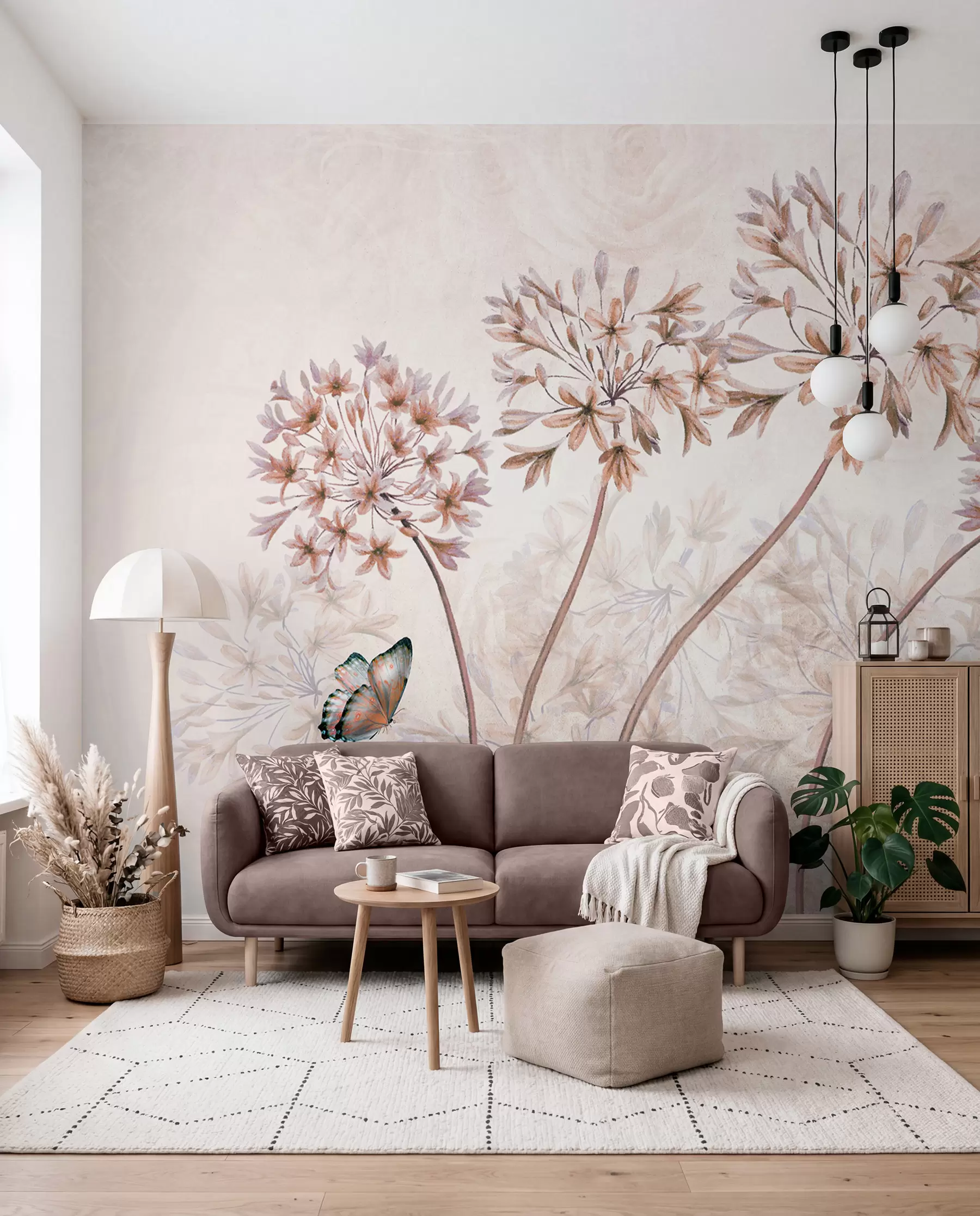 Fototapet Växt, blomma och blå i bruna färger u35495v1