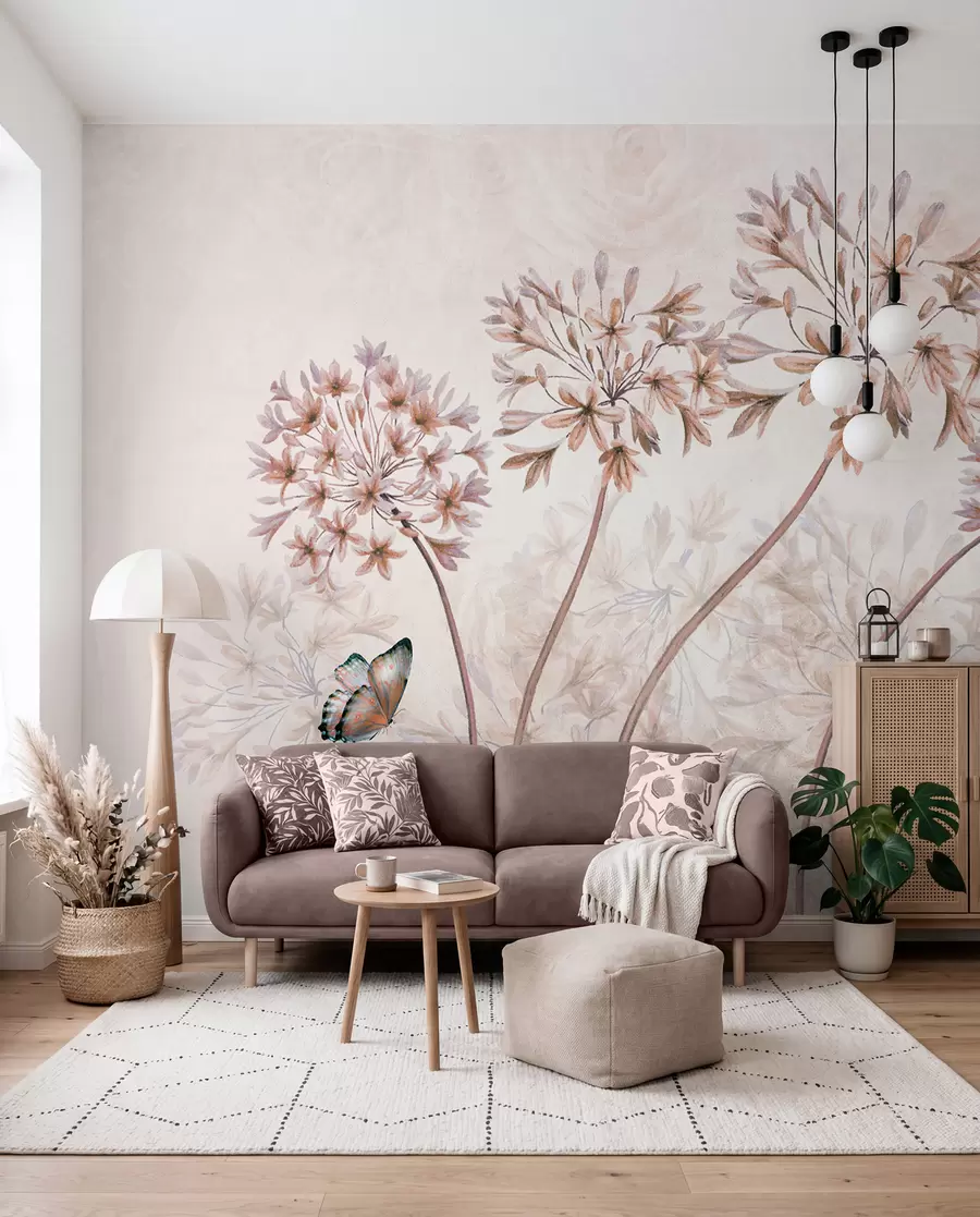 Fototapet Växt, blomma och blå i bruna färger u35495v1
