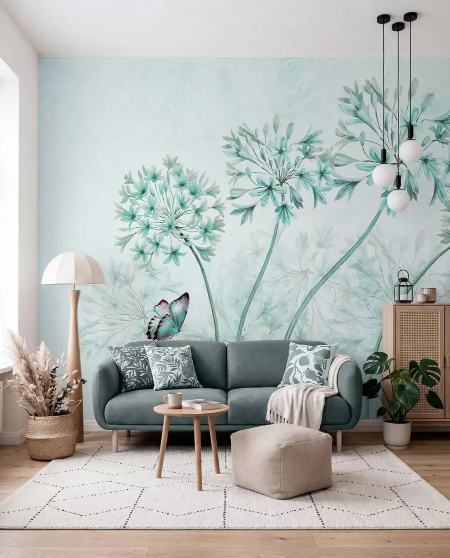 Fototapet Växt, blomma och blått i blå färger u35495v2