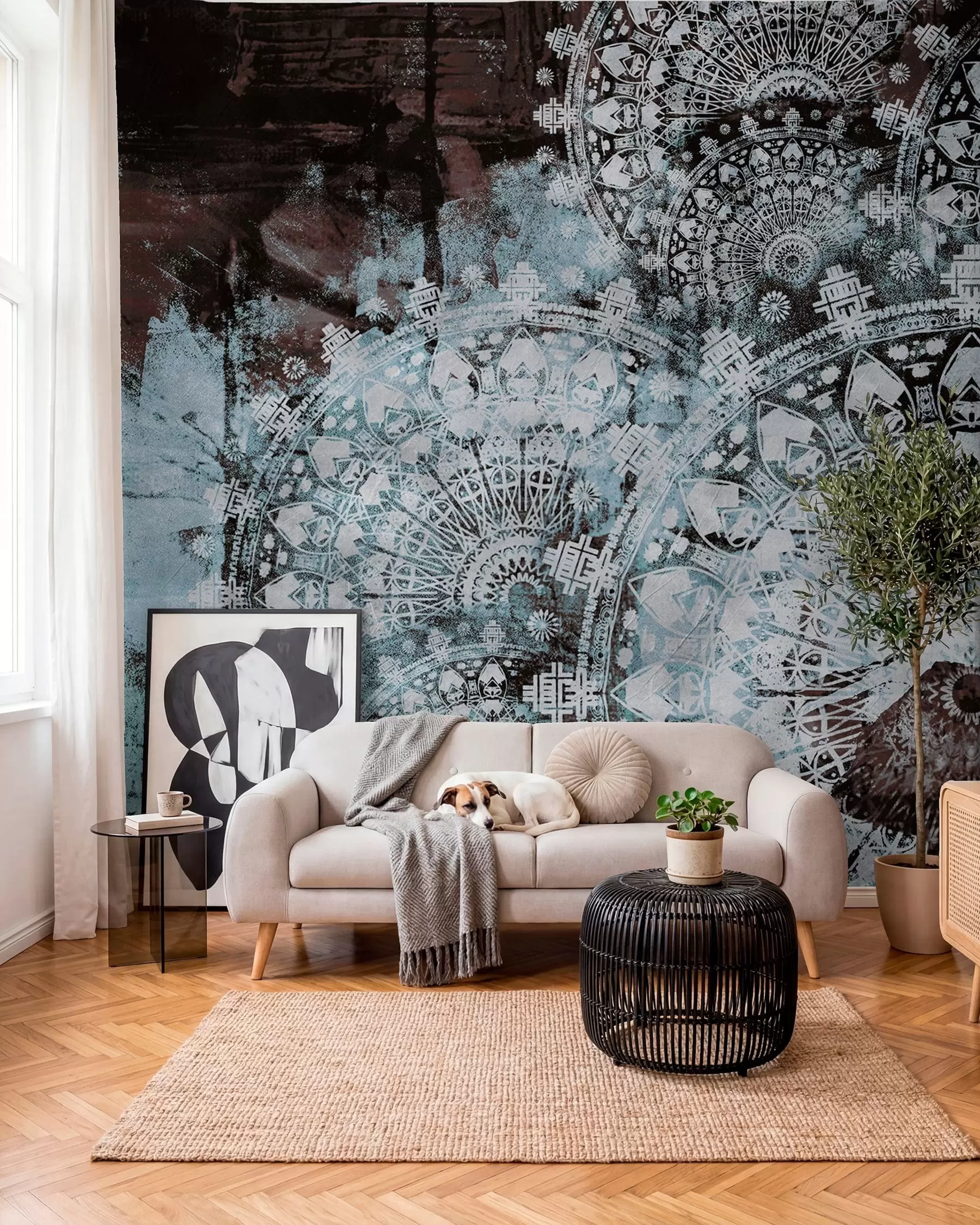 Fototapet Mandala i isblått u93958v1