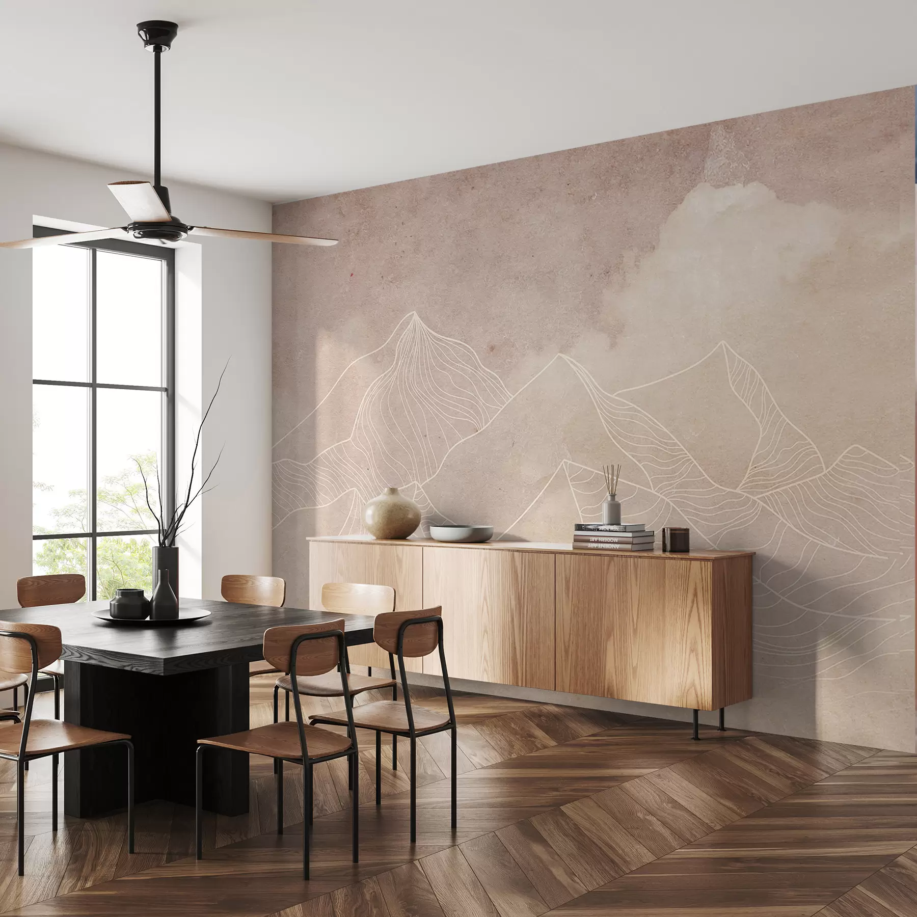 Fototapet Grunge-textur med abstrakta berg, beige färg, naturtema konst u98839
