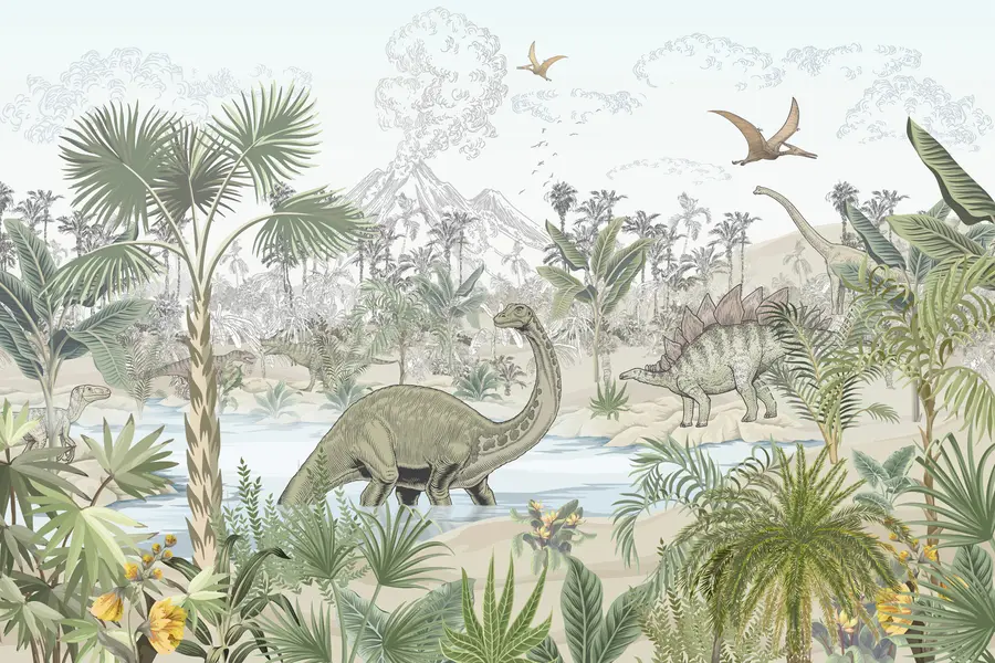 Fototapet Dinosaurier i regnskogen u98674