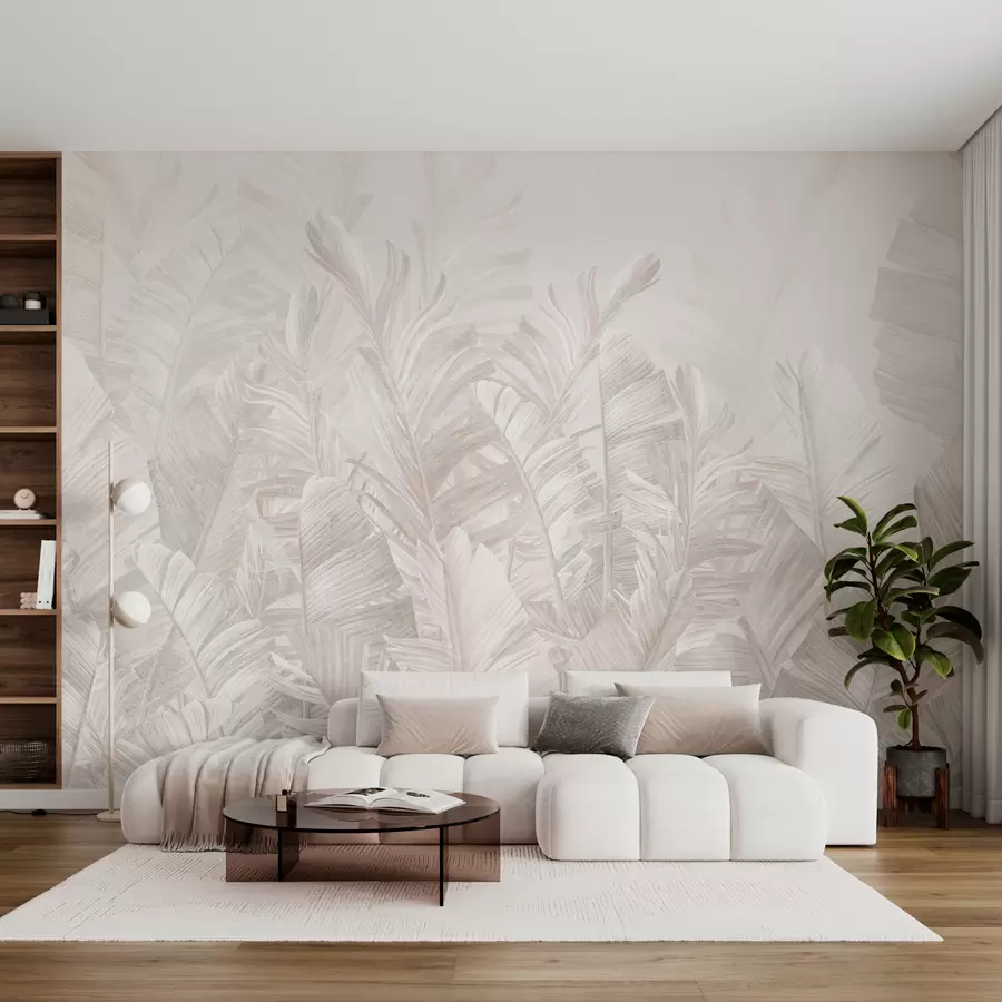 Fototapet Trendiga tropiska beige blad u98951