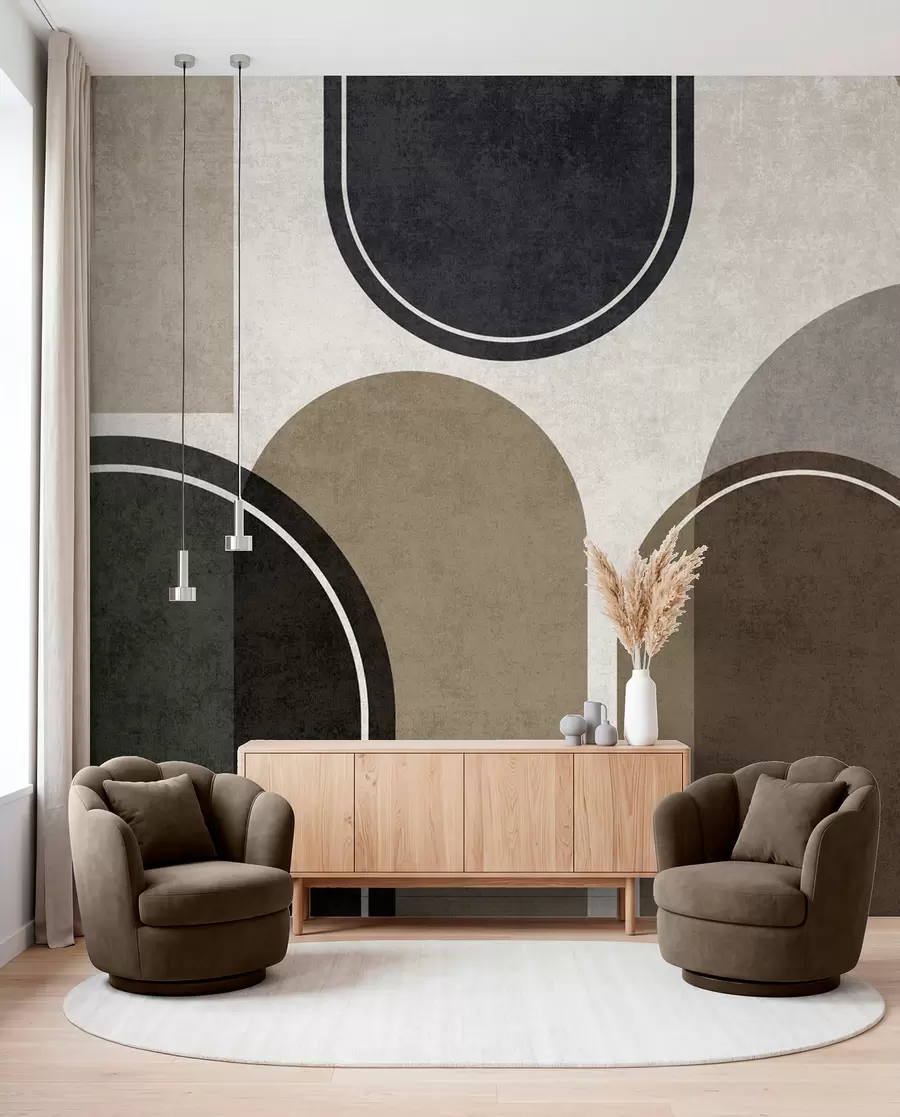 Fototapet Geometriska bågar i beige färg u99095