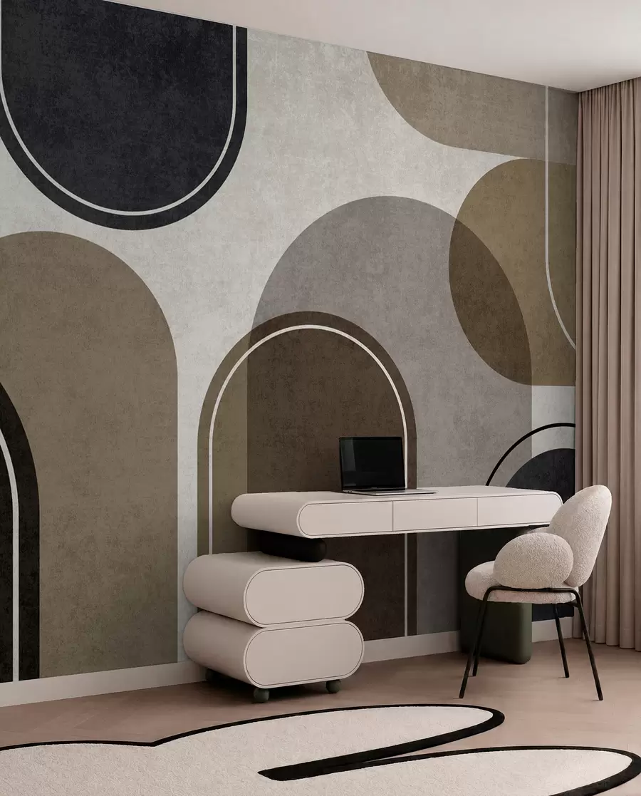 Fototapet Geometriska bågar i beige färg u99095