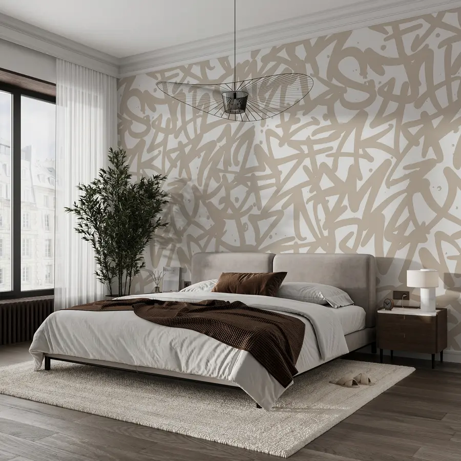 Fototapet Graffiti Känslor: Beige u99087v1