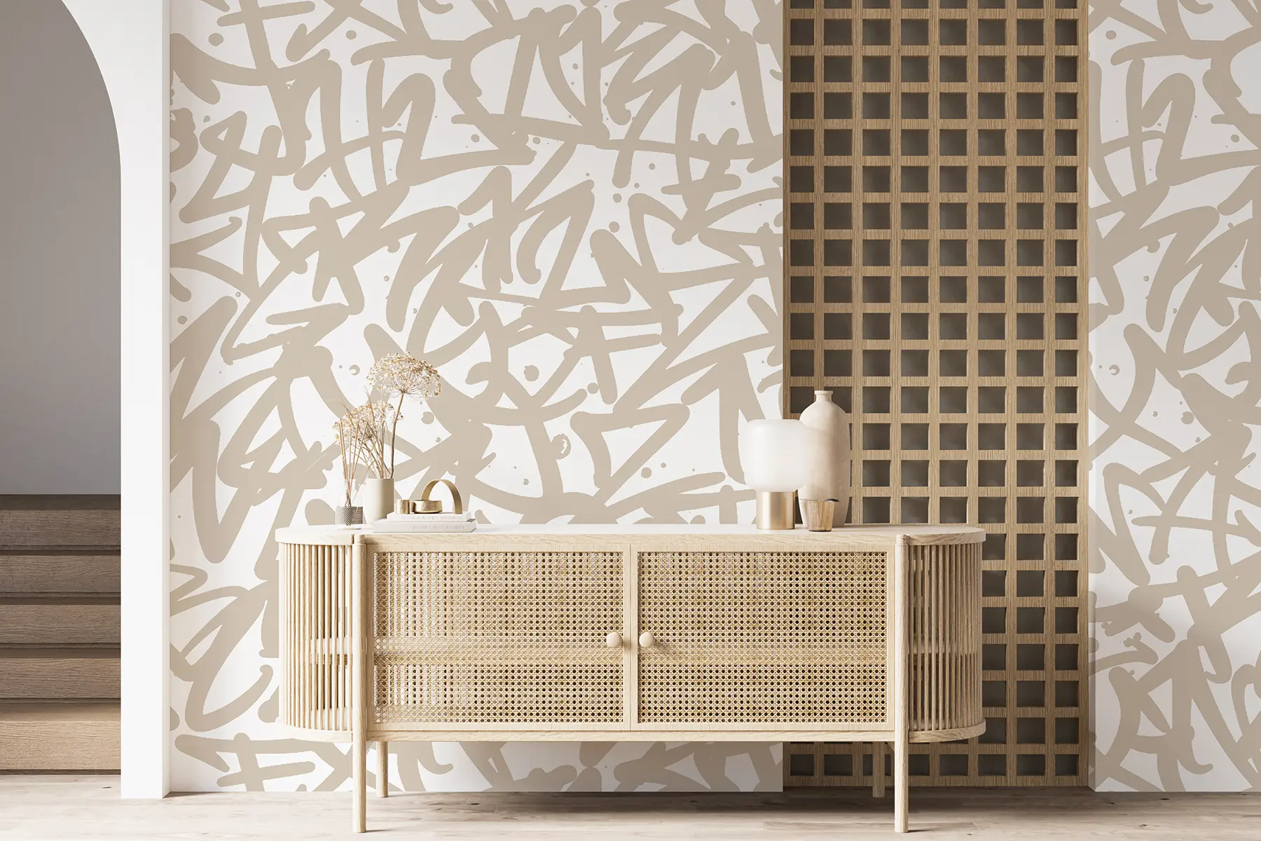 Fototapet Graffiti Känslor: Beige u99087v1