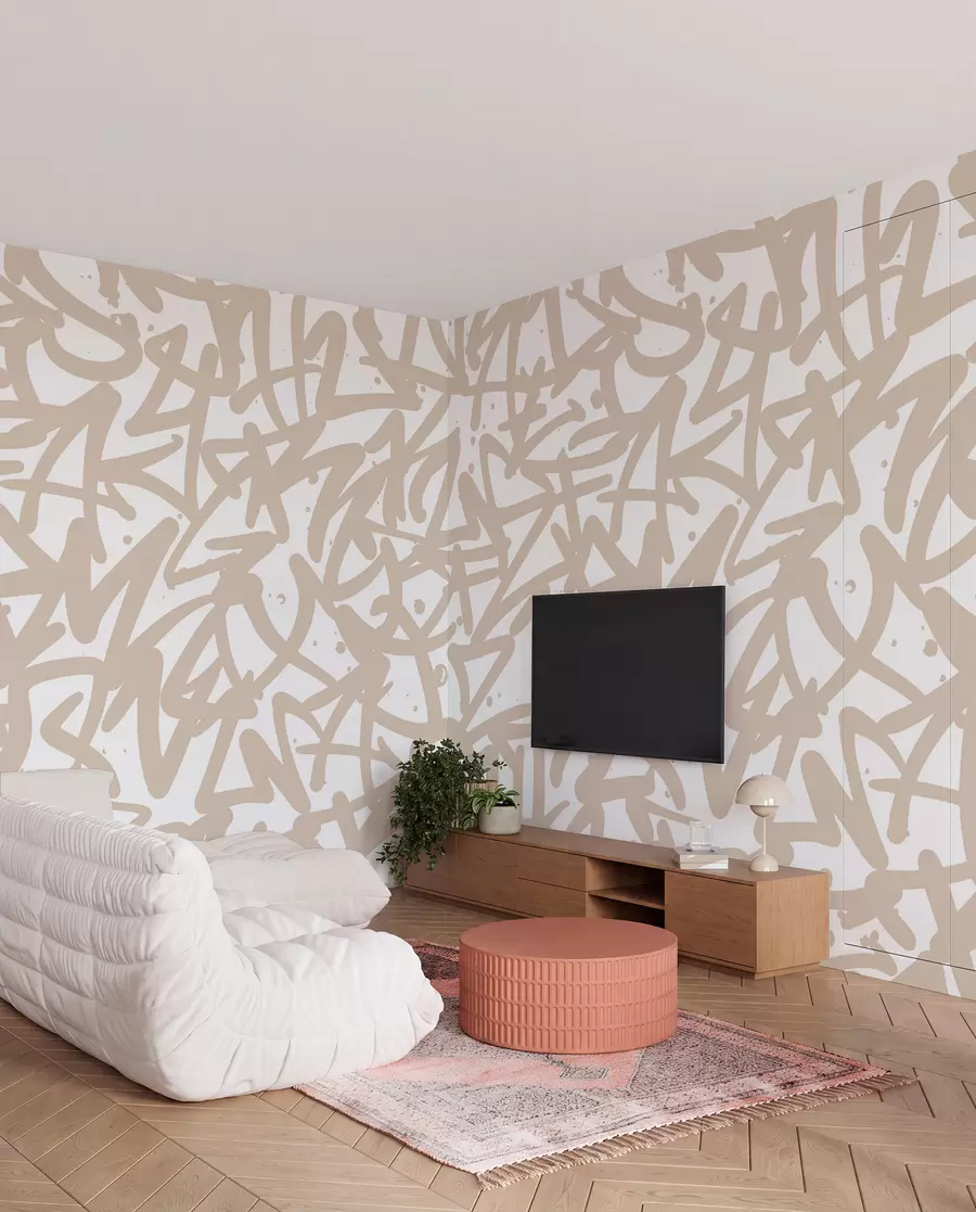 Fototapet Graffiti Känslor: Beige u99087v1