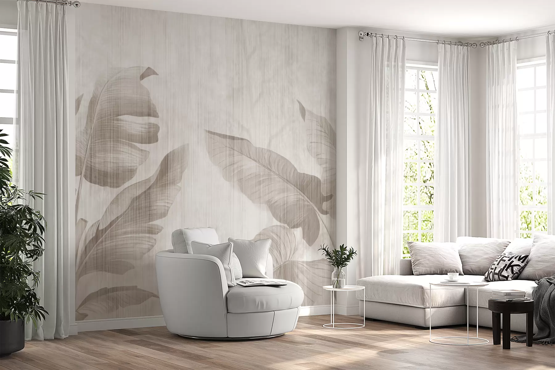 Fototapet Tropiska blad i grunge-stil u00299d1