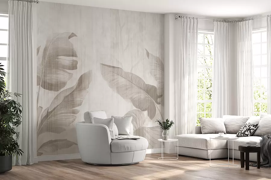 Fototapet Tropiska blad i grunge-stil u00299d1