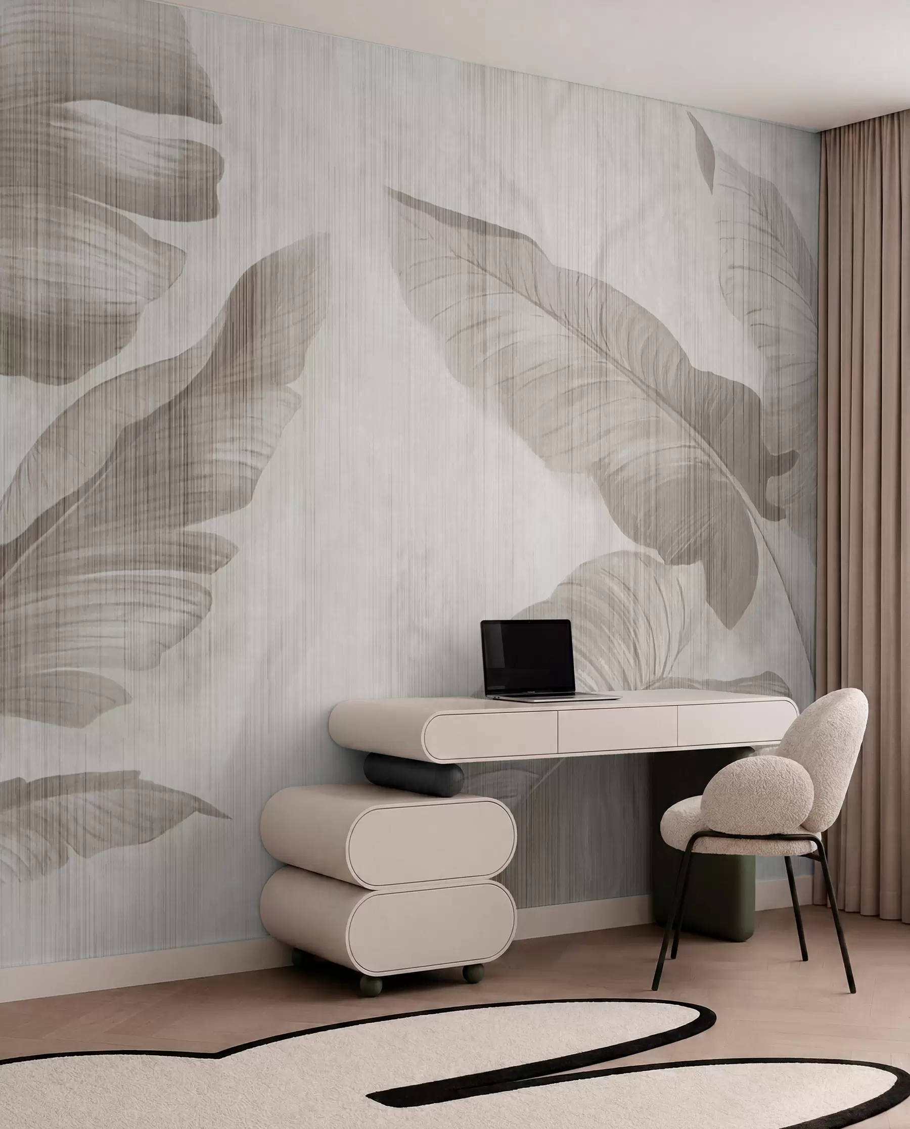 Fototapet Tropiska blad i grunge-stil u00299d1
