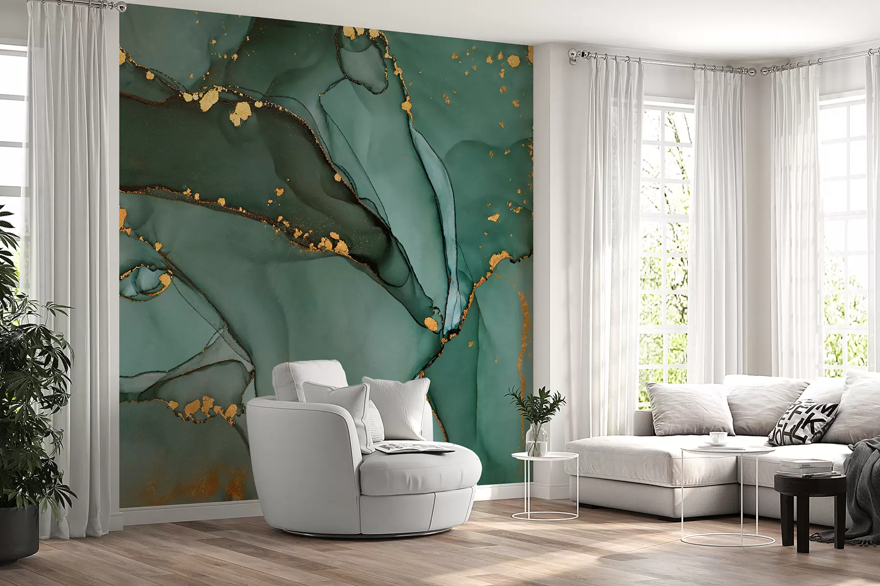 Fototapet Lyxig Onyx-marmor med metalliska sprickor u50235d1