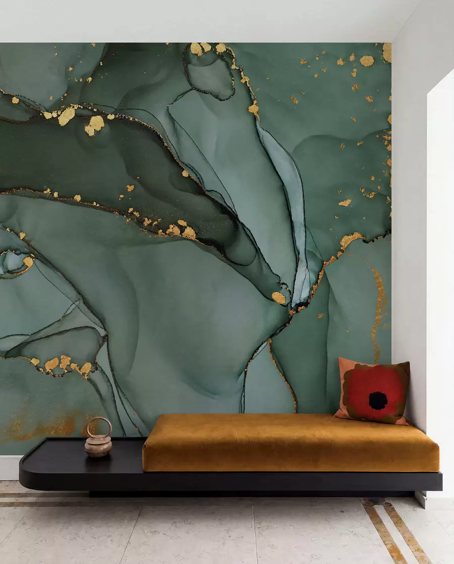 Fototapet Lyxig Onyx-marmor med metalliska sprickor u50235d1