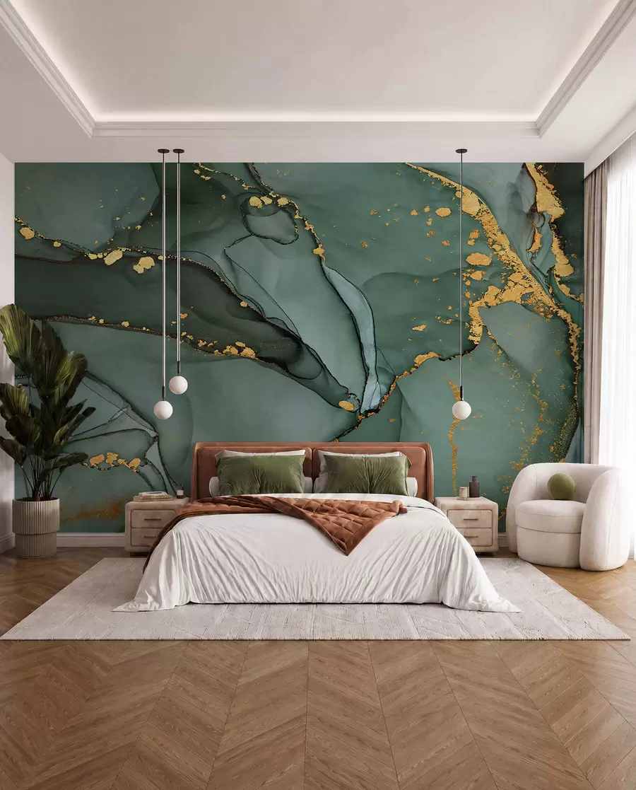 Fototapet Lyxig Onyx-marmor med metalliska sprickor u50235d2