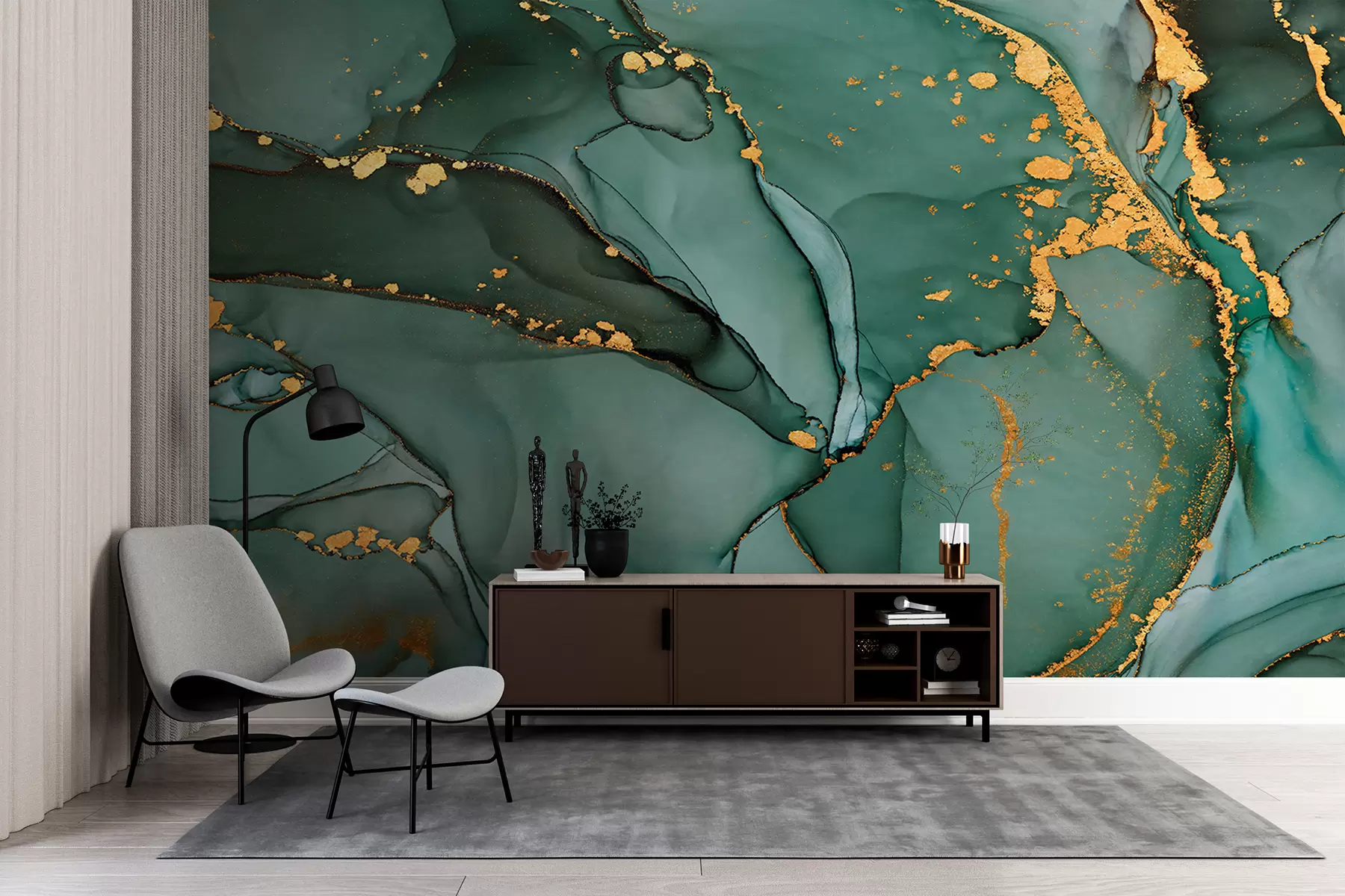 Fototapet Lyxig Onyx-marmor med metalliska sprickor u50235d2
