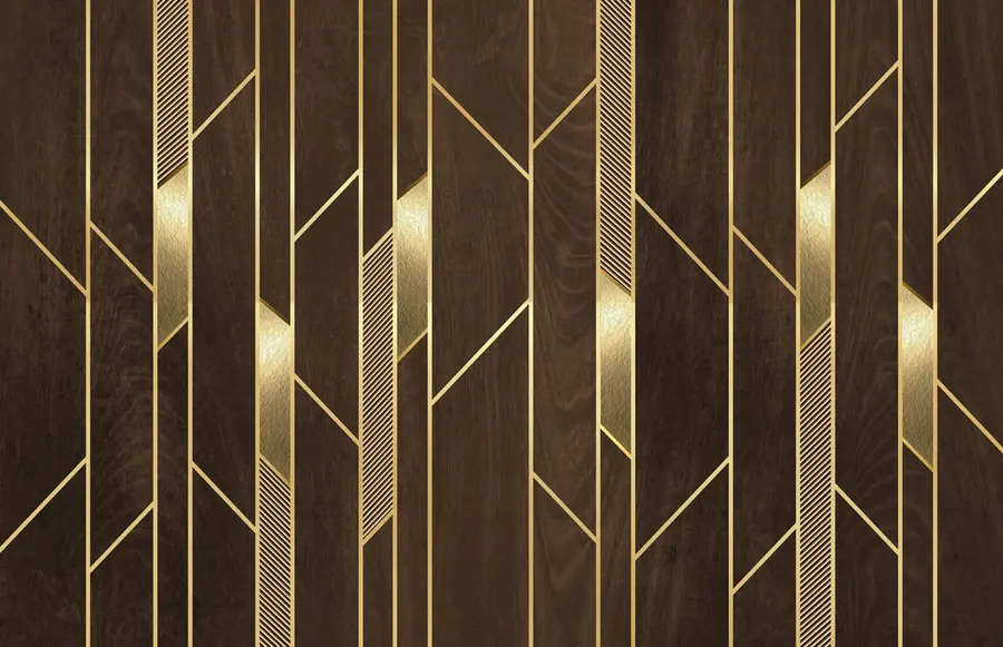 Fototapet Klassiska träpaneler med dekorativa metallinsatser u99386