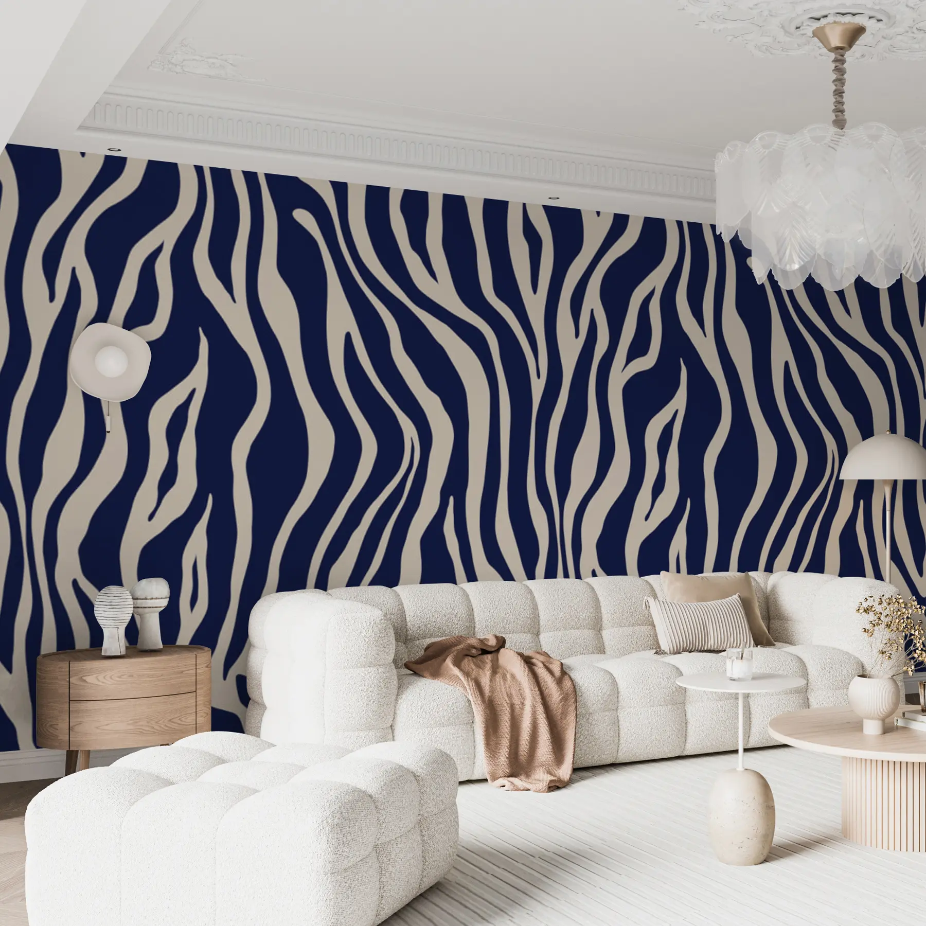 Fototapet Vektortryck av zebraskinn i blå och vita färger u99173v1