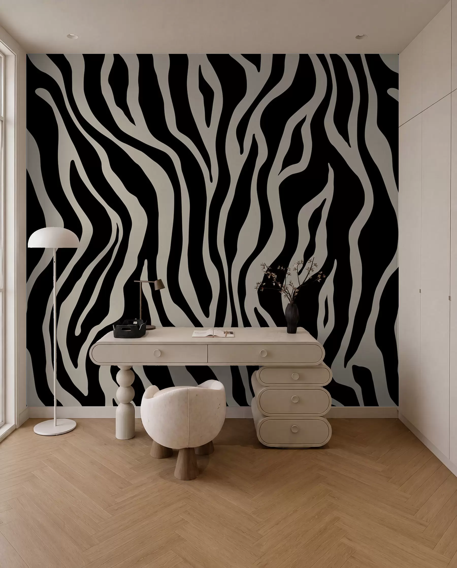 Fototapet Vektortryck av zebraskinn i svartvita färger u99173v3